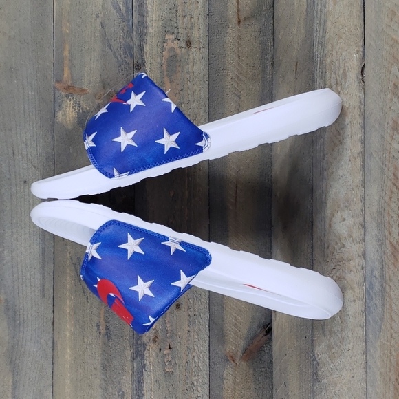 Nike Victori One Stars Print Comfort Slides Sandals Blue,Red,White NEW - Picture 10 of 10